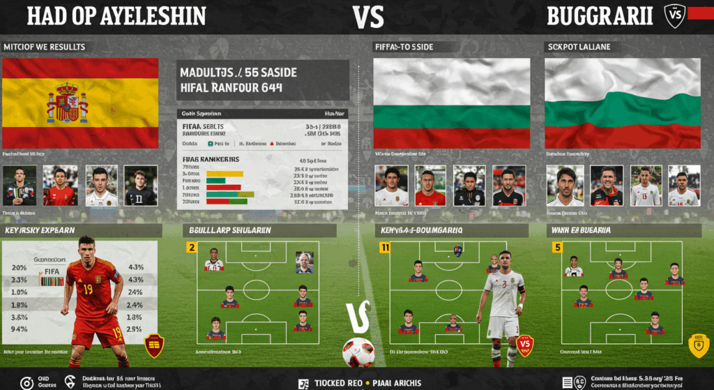 Thống kê so sánh Tây Ban Nha vs Bulgaria - Phân tích đối đầu và dự đoán kết quả