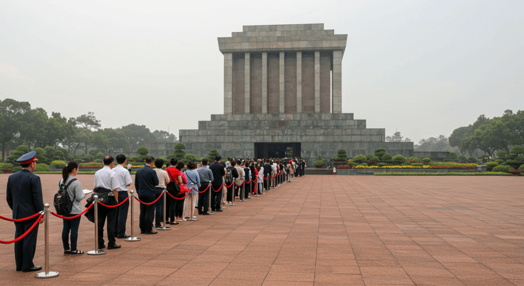 Dòng người trang nghiêm vào viếng Lăng Chủ Tịch Hồ Chí Minh.
